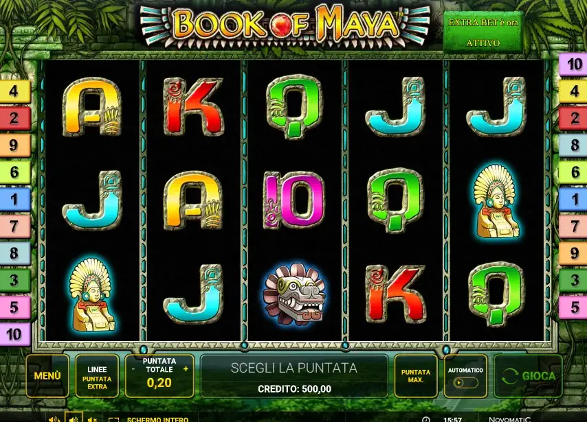 book of maya schermata di gioco